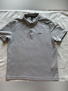 Boss Boys' Gray Polo with Contrast Trim